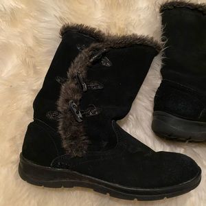 Fuzzy shin high boots